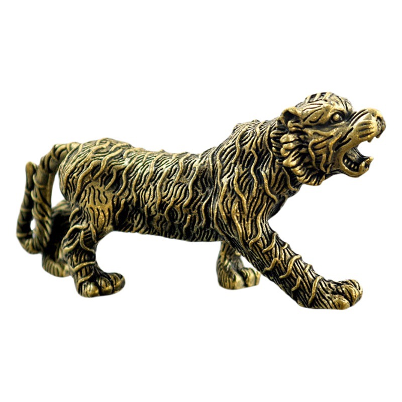 Latón puro leopardo decoración de escritorio Oficina Lucky leopardo Decoración Retro wenwan té mascota pequeña decoración mango