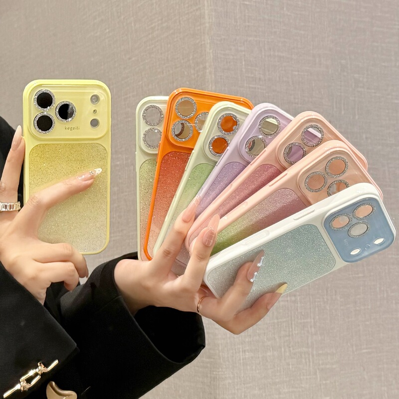 Gradient glitter large window iPhone 17 Pro Max phone case suitable for 16 lens film 14 Apple 15 protective cover Gradient glitter large window iPhone 17 Pro Max phone case suitable for 16 lens film 14 Apple 15 protective cover