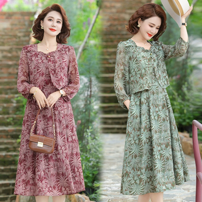 Темпераментная мама летнее платье с рукавами из семи частей поддельное платье из двух частей