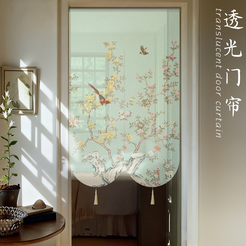 New High-End Flower and Bird Door Curtain Partition Curtain Home Entrance Tea Room Living Room Bathroom Bedroom Entrance Door
