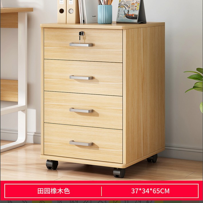 Archivador de madera para oficina con cerradura, archivador móvil, archivador con ruedas, archivador debajo del escritorio