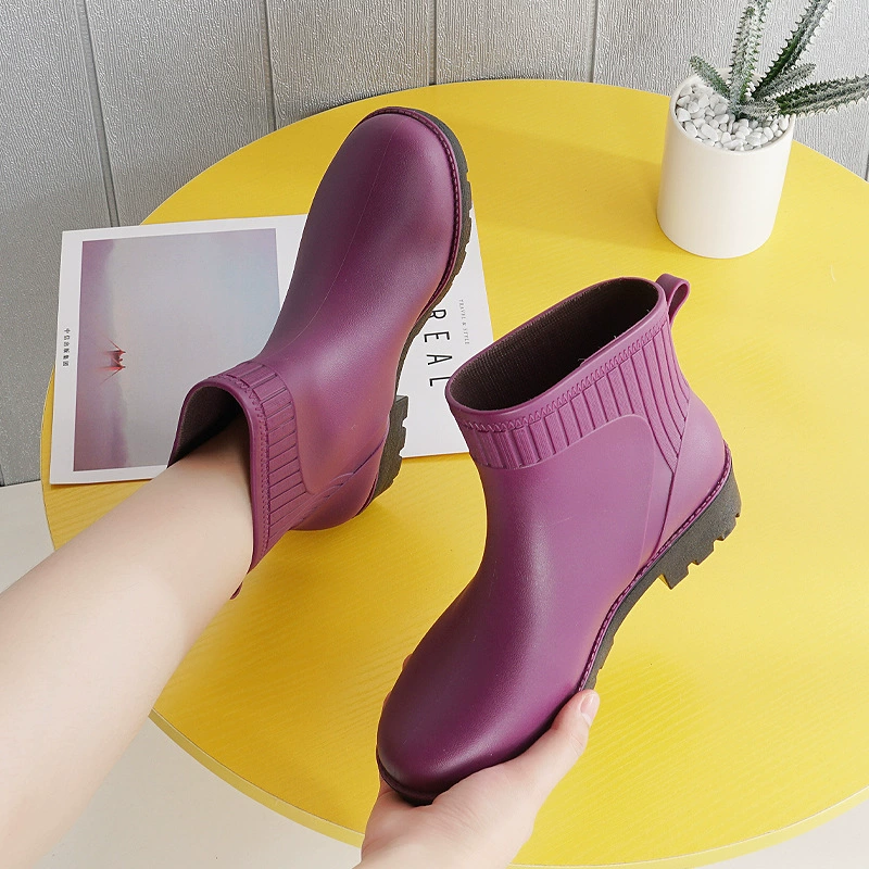 Модный наряд, Женская непромокаемая обувь, резиновая обувь, женская короткая непромокаемая обувь, нескользящая рабочая обувь, всесезонные резиновые сапоги, мягкая кухонная обувь
