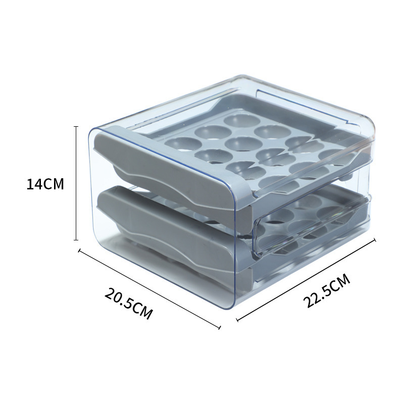 冷蔵庫卵収納ケースPET透明32格二重引き出し式土卵ケースタッパーキッチン卵ケース|undefined