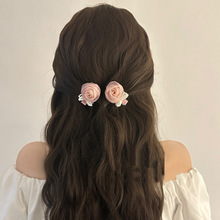 山茶花超仙雪纺花朵蝴蝶结发夹小众气质氛围感刘海侧边夹鸭嘴夹