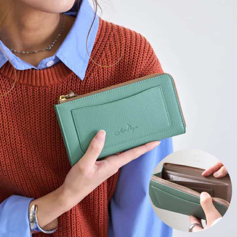 ロッテ ホットセール ライチ柄レザー レディース 長財布 ポータブル 手持ち 大容量 コントラストカラー 小銭入れ カードスロット付き|undefined