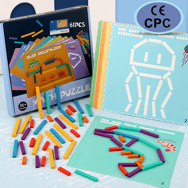 Fábrica al por mayor de educación temprana para niños juguetes aritméticos educativos forma Tarjeta de aprendizaje rompecabezas de Madera Juguetes CE certificación CPC