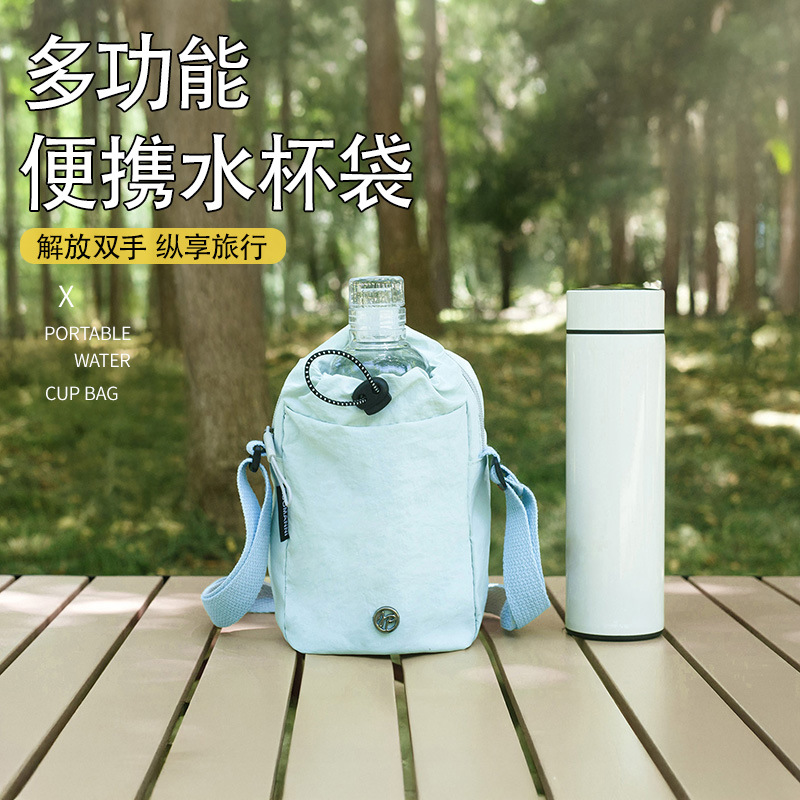 Cross-border super popular crossbody phone bag for women, double-layer small walking bag, high-end summer lightweight canvas bag, water bottle bag
