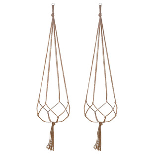Creative Woven Garden Flower Pot Net Pocket Cotton and Hemp Rope Hand Woven Simple Indoor and Outdoor Hanging Wall Decoration Hanging