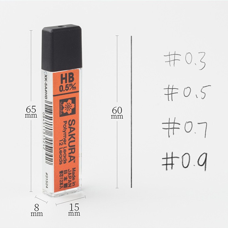 Minas para Portaminas 0.3/0.5/0.7/0.9mm Grafito Resistente a Roturas para Dibujo y Escritura