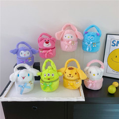 批發卡通大耳朵狗毛絨玩具包韓版可愛水桶包手提化妝包毛絨耳機包