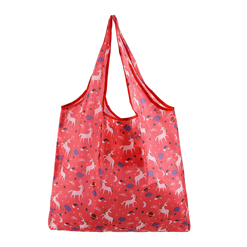 En stock gran bolsa de poliéster color Flip bolsa de protección del medio ambiente bolsa de compras supermercado plegable bolsa de compras plegable bolso portátil