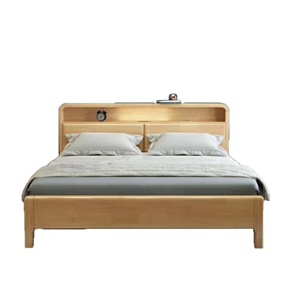 Cama de madera sólida 1.8m cama doble principal 1.5m cama de caja de altura cama de madera 1.2m cama de almacenamiento individual fábrica directa