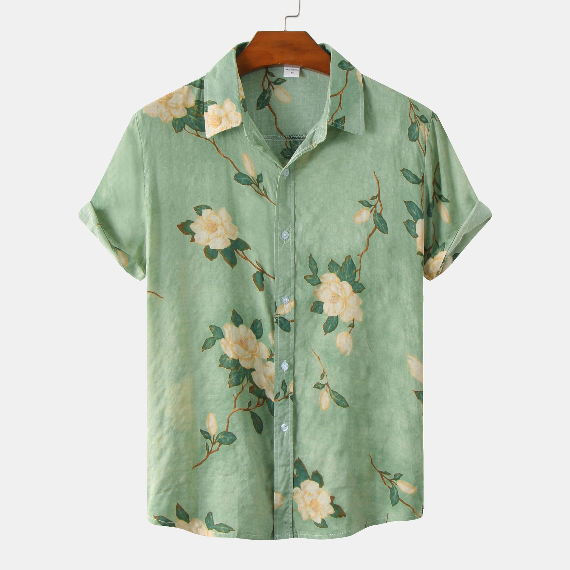 350g Weight Short Sleeve Sleeve Length 4-Way Stretch Fabric, Polyester Fabric Type Regular Top Length Blouse Tops Type Daily Occasion Turndown Neckline Breathable Function Loose Fit Type Ditsy Floral, Leaves Pattern Summer Season Men's Gender Printing Design Hawaiian Style Wholesale Men's Hawaiian Ditsy Floral Leaves Short Sleeve Printing Men's Tops 4