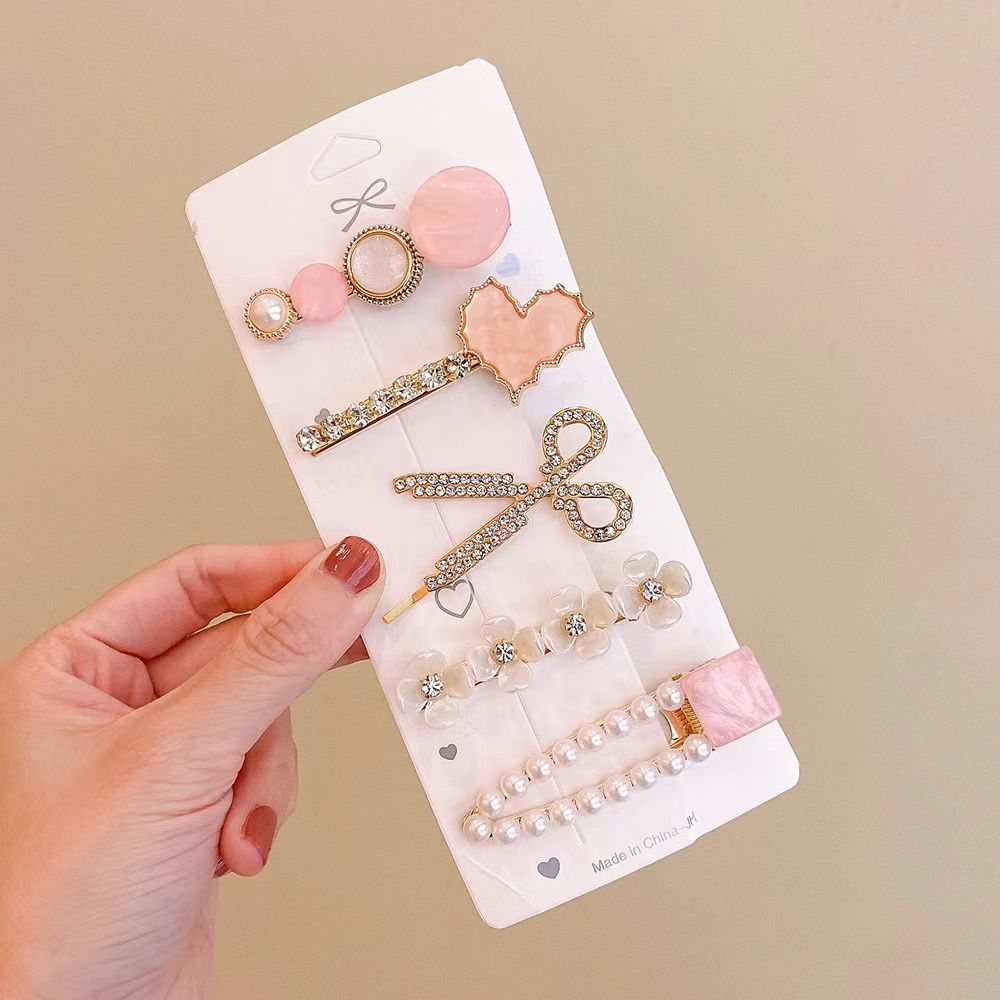 2024 perla celebridad de Internet horquilla estilo ins versión coreana de una palabra en la parte posterior de la cabeza horquilla flequillo chica accesorio para el cabello tocado