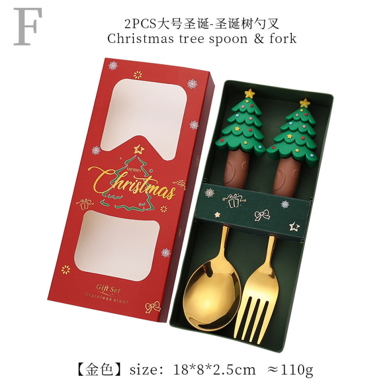 クロスボーダー新しいクリスマススプーン子供の漫画ステンレス鋼ライススプーンインサンタクロース雪だるまヘラジカフォークスプーン|undefined