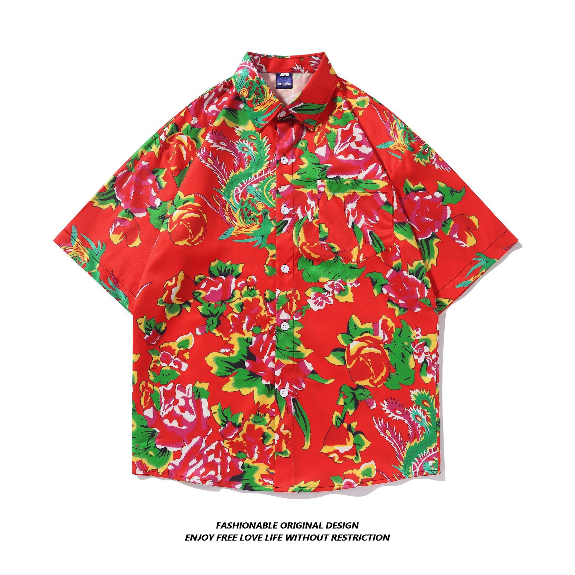 泰国夏威夷碎花衬衫男夏季薄款港风ins潮牌痞帅休闲潮流半袖上衣