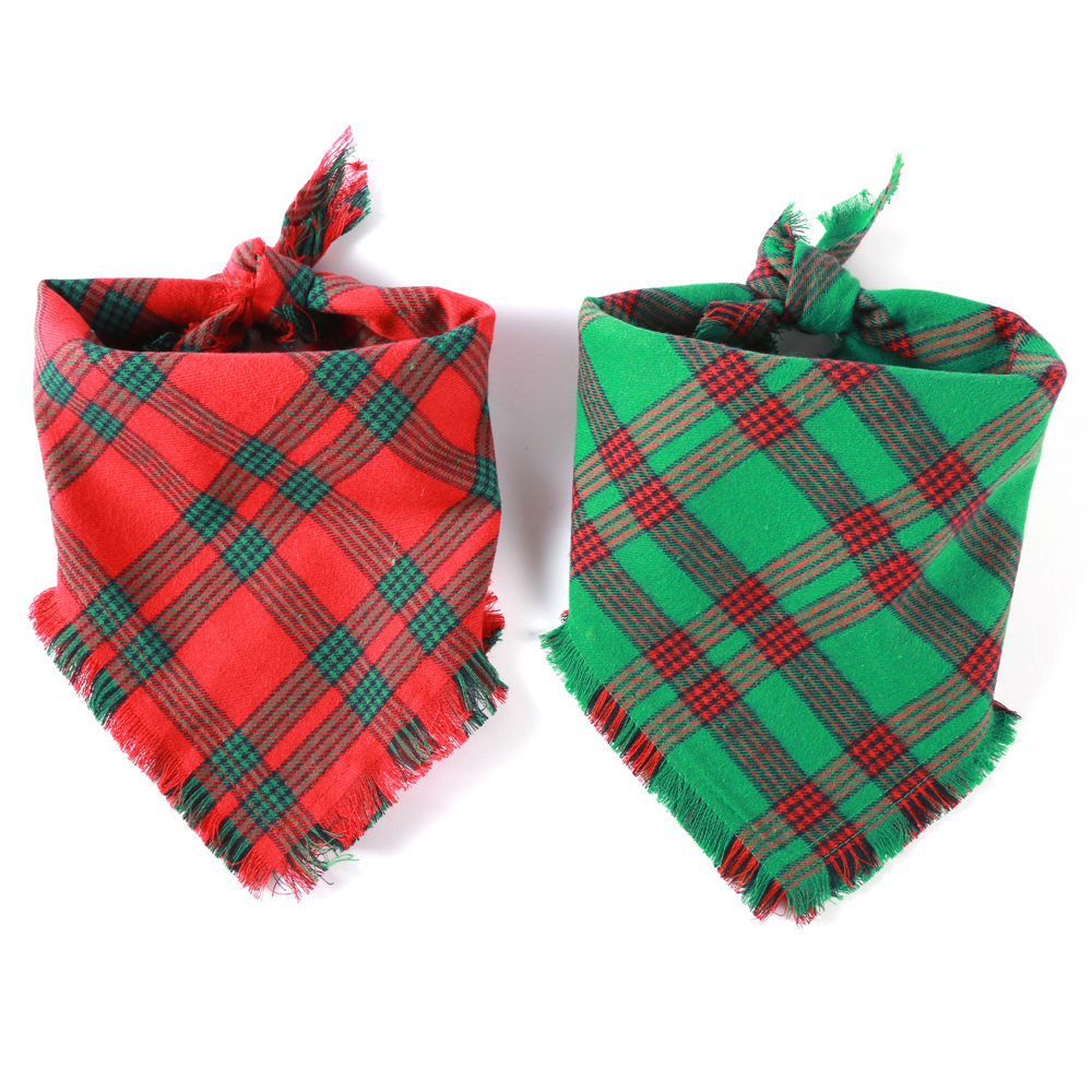 Baberos navideños de doble capa para mascotas, pañuelos con borlas, baberos para perros, pañuelos para mascotas, en stock del fabricante, para envío transfronterizo.