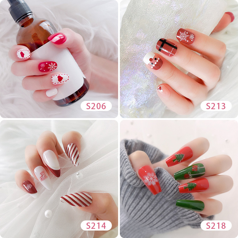 Nueva celebridad en línea serie de Navidad desgaste adulto uñas de uñas pieza de uñas terminado parche de uñas falsas al por mayor