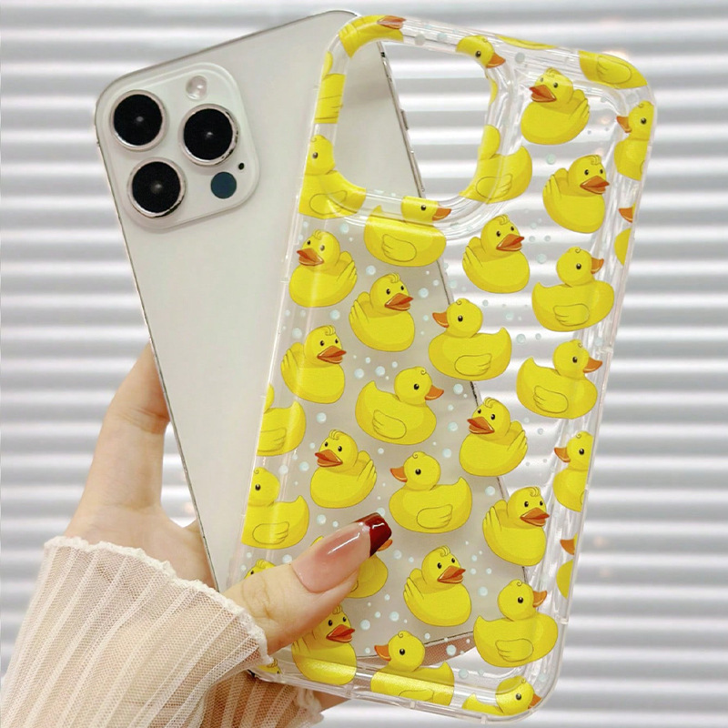 Cute Little Yellow Duck Suitable for iPhone 17, iPhone 14, iPhone 13, Anti-Drop Silicone Protective Case for iPhone 15 Pro, 12/11