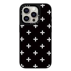 CASE ブラックミラー共同ブランド ブラックガーデン ホワイトクロスフラワー iPhone17Promax対応 Appleケース16 トレンドブランド