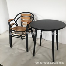 户外阳台休闲桌椅北欧房间花园简约铝木桌椅一桌两椅现代组合