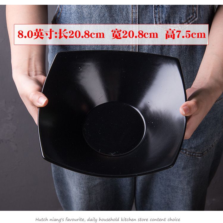 Creativo copo de nieve esmalte negro tazón cuadrado de cerámica tazón de ensalada de frutas tazón de arroz tazón de sopa tazón cuchara tazón condimento tazón