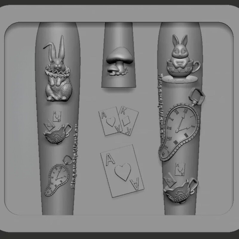 Alice in Wonderland Mushroom Teapot Carved Nail Art Mold Clock High-Transparency Silicone 3D New Product Mold