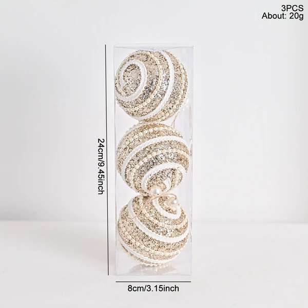 8-3PCS кружевной блёсточный пенопластовый шар, 001
