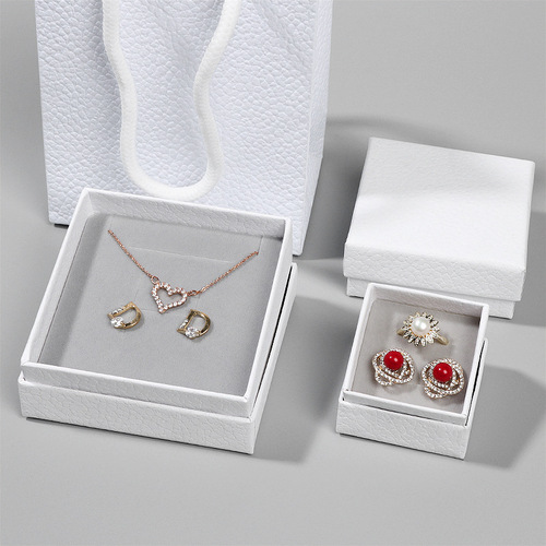 Textured jewelry box, ring, earrings, bracelet box, jewelry gift handbag, packaging box wholesale, custom logo available