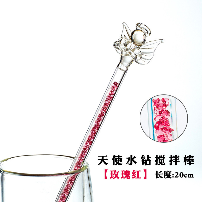 Entrega de una sola pieza de vidrio Ángel varilla de agitación café leche en polvo leche té bebida taza de jugo varilla de agitación ventas directas de fábrica