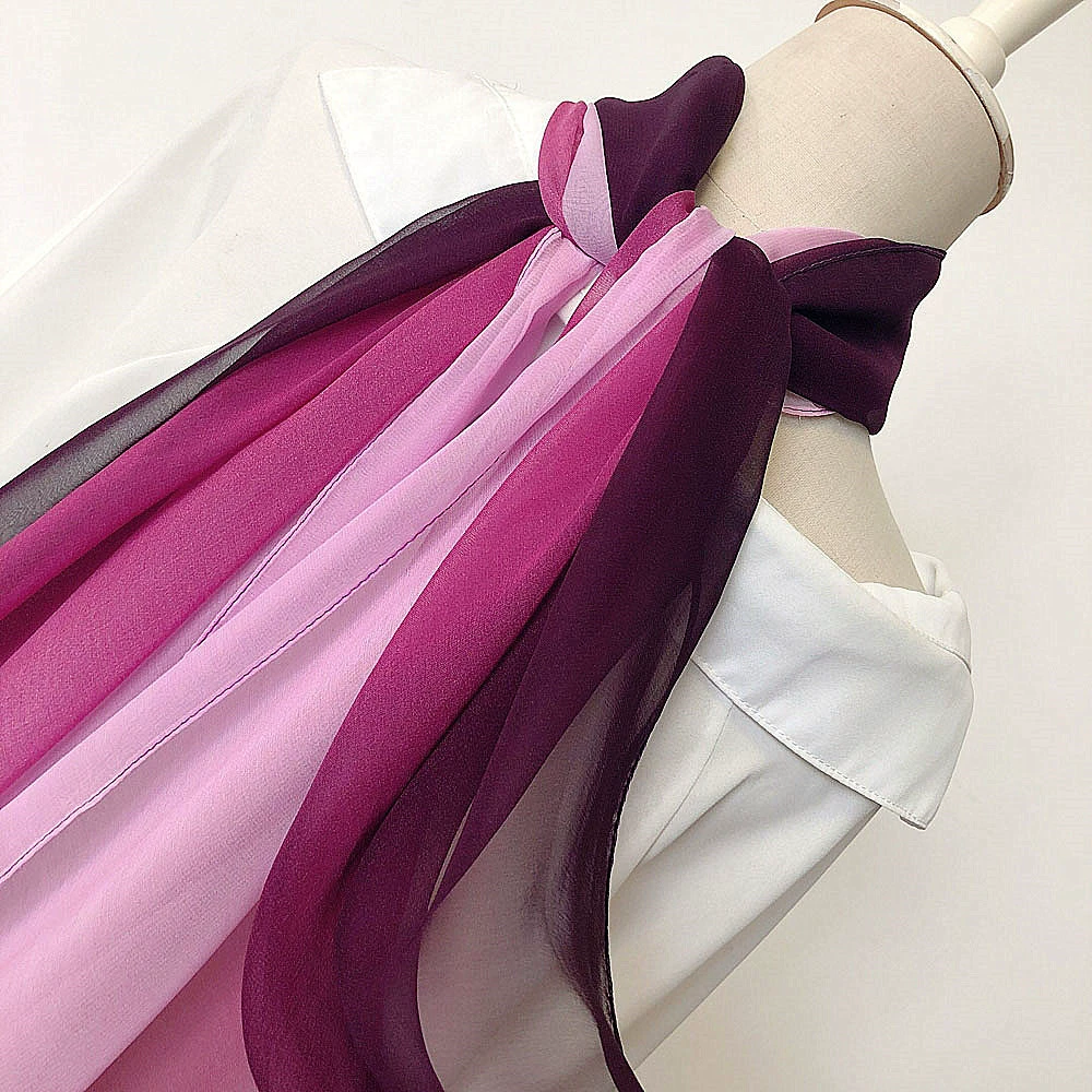 Gradient chiffon long scarf, soft drape stole, 180×70 cm, lightweight