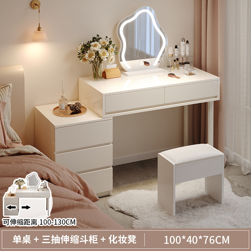 [사각 스툴 조합] 100CM 테이블 + LED 거울 + 서랍장 3개✓✓