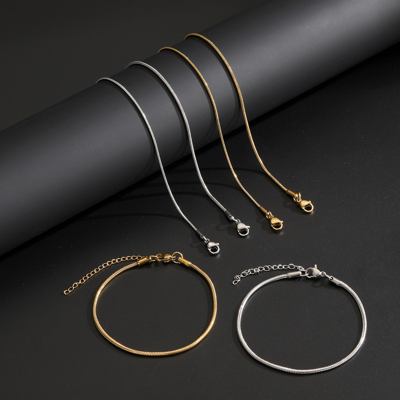 Bracelet Snake Bone Chain Stainless Steel Jewelry Vacuum Electroplating Polished Cross-Border Must-Buy Fashion Light Luxury High-End Manufacturer Wholesale