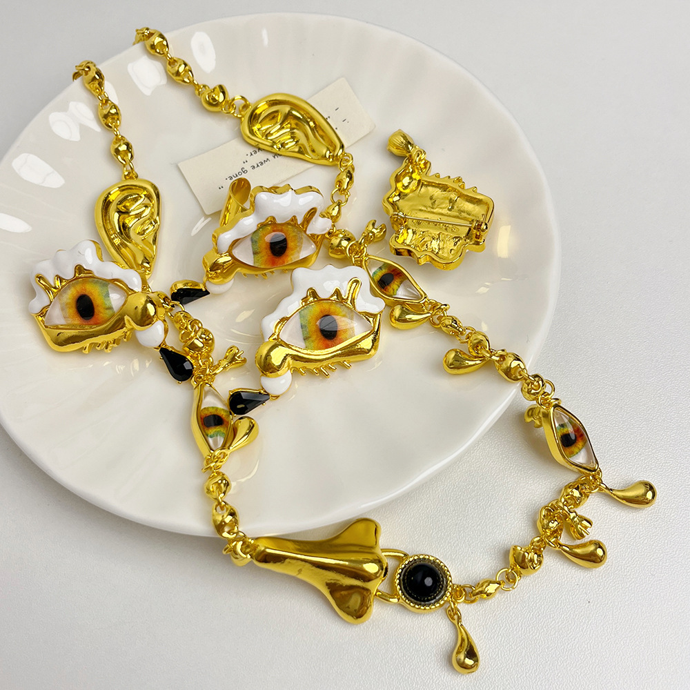 21g Weight Rings, Earrings, Necklace Classification 1 Piece, 1 Pair Quantity Holiday, Daily Occasion Alloy Material Eye Pattern Women's Gender Plating Design Basic, Modern Style, Classic Style Style Basic Modern Style Classic Style Eye Alloy Plating Women's Rings Earrings Necklace 6