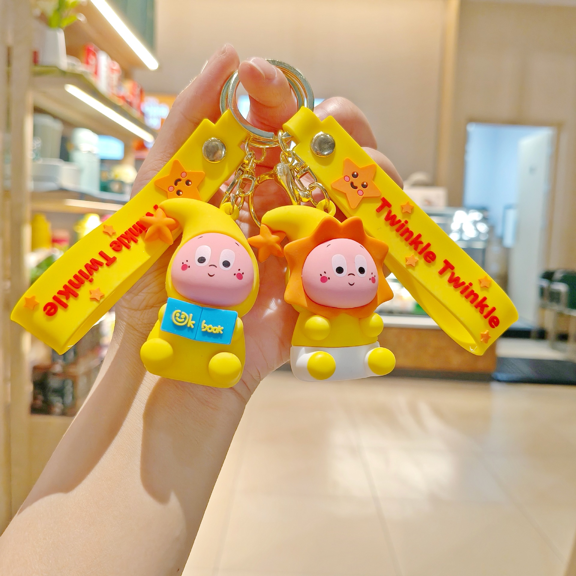Cute Star Man Cartoon Keychain Couple Bag Pendant Car Keychain Doll Machine Small Gift Wholesale