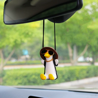 Car Accessories: Car Swing Car hanging - brown-hat-skinny-duck-gold-chain-sunglasses