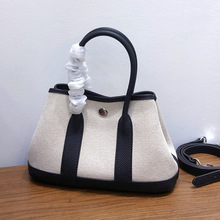 批发工厂2025新款头层牛皮撞色花园包简约手提托特包单肩斜挎包女