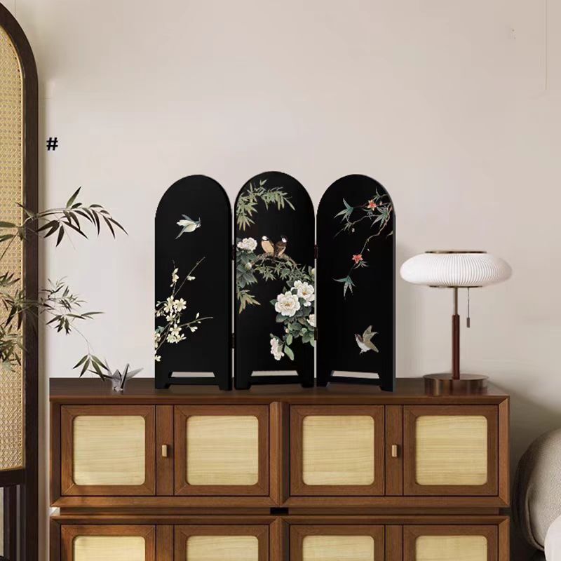 Mid-Ancient Style Flower and Bird Decorative Painting Table Set Vintage Entrance Cabinet Side Cabinet Foldable Screen Small Pendulum Painting Mid-Ancient Style Flower and Bird Decorative Painting Table Set Vintage Entrance Cabinet Side Cabinet Foldable Screen Small Pendulum Painting