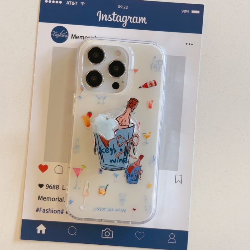 Botella de vino de verano Bebida de color para iPhone15/16 funda para teléfono móvil 15ProMax Premium Sense 16Pro Mujer 14