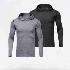 秋冬運動長袖男T恤籃球訓練跑步速干運動衛衣男款連帽健身服寬鬆