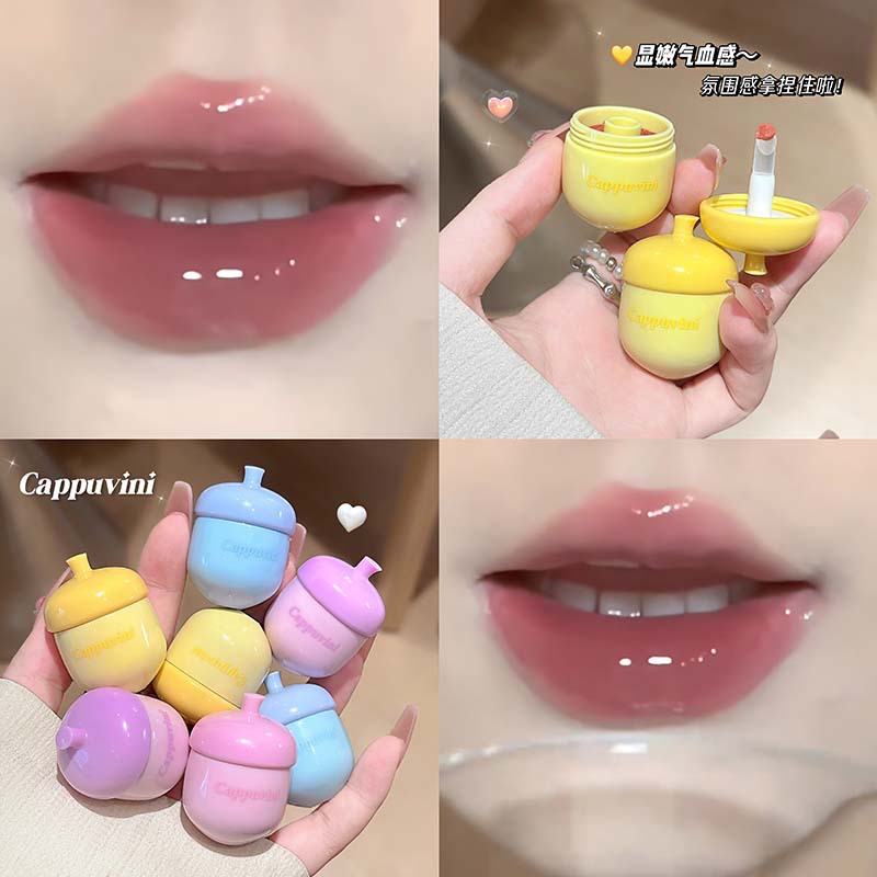CAPPUVINI esmalte labial de agua de pino pequeño vidrio de espejo de labio de los estudiantes, esmalte labial sólido de la piel blanca de la fiesta