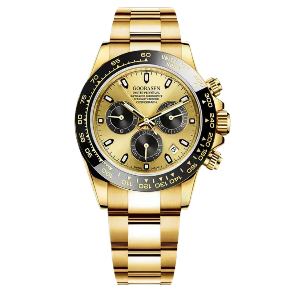 Имитационные механические мужские часы Coopersentia Daytona Gold Panda Di Imitation Quartz Watch Live Foreign Trade Popular One Piece Dropshipping