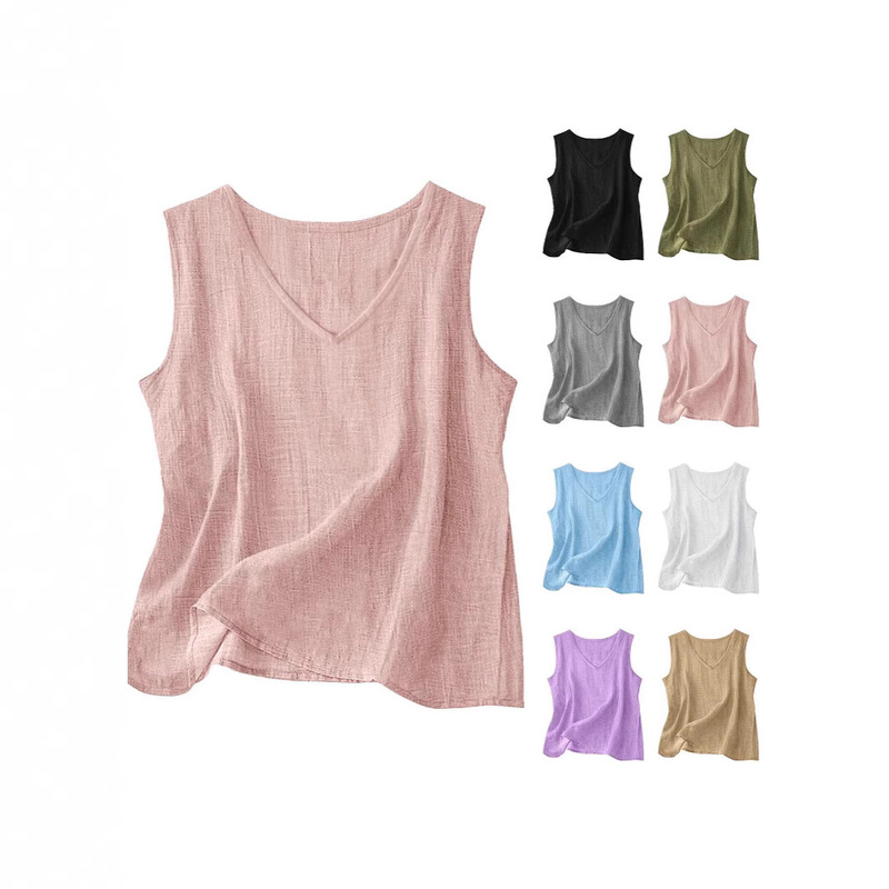 New Style Bamboo Cotton Breathable V-Neck Casual Versatile Sleeveless Vest Top New Style Bamboo Cotton Breathable V-Neck Casual Versatile Sleeveless Vest Top