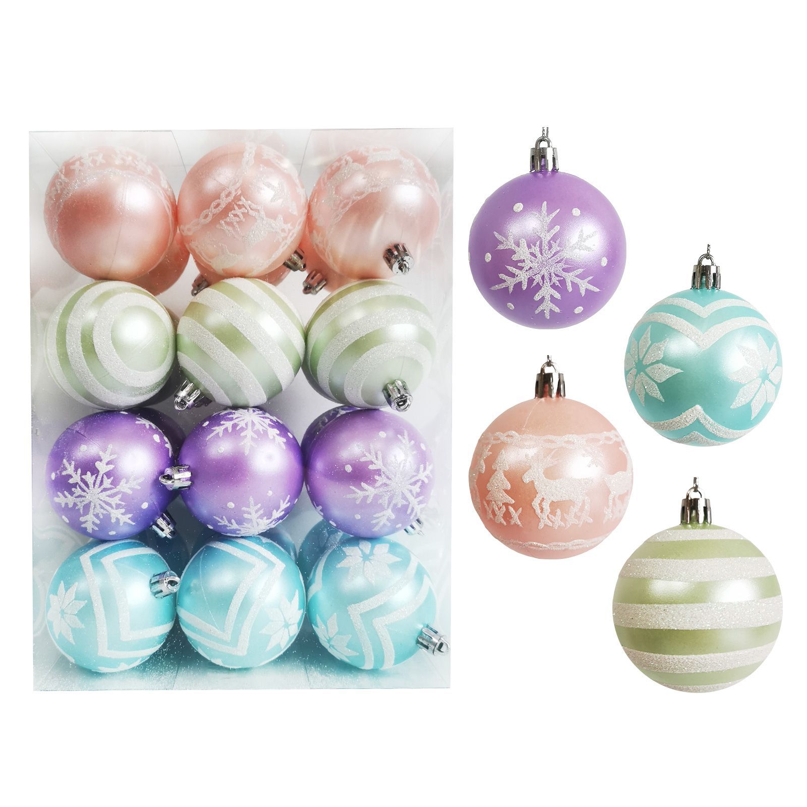 Nuevo color macaron de 6cm color plástico pintado bola de Navidad decoración de fiesta de Navidad árbol de Navidad bola colgante