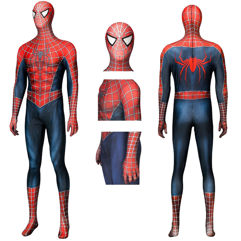 Tobey Maguire Version Jumpsuit Spider-Man Peter Parker Jumpsuit Cosplay Costume Spiderm Tobey Maguire Version Jumpsuit Spider-Man Peter Parker Jumpsuit Cosplay Costume Spiderm