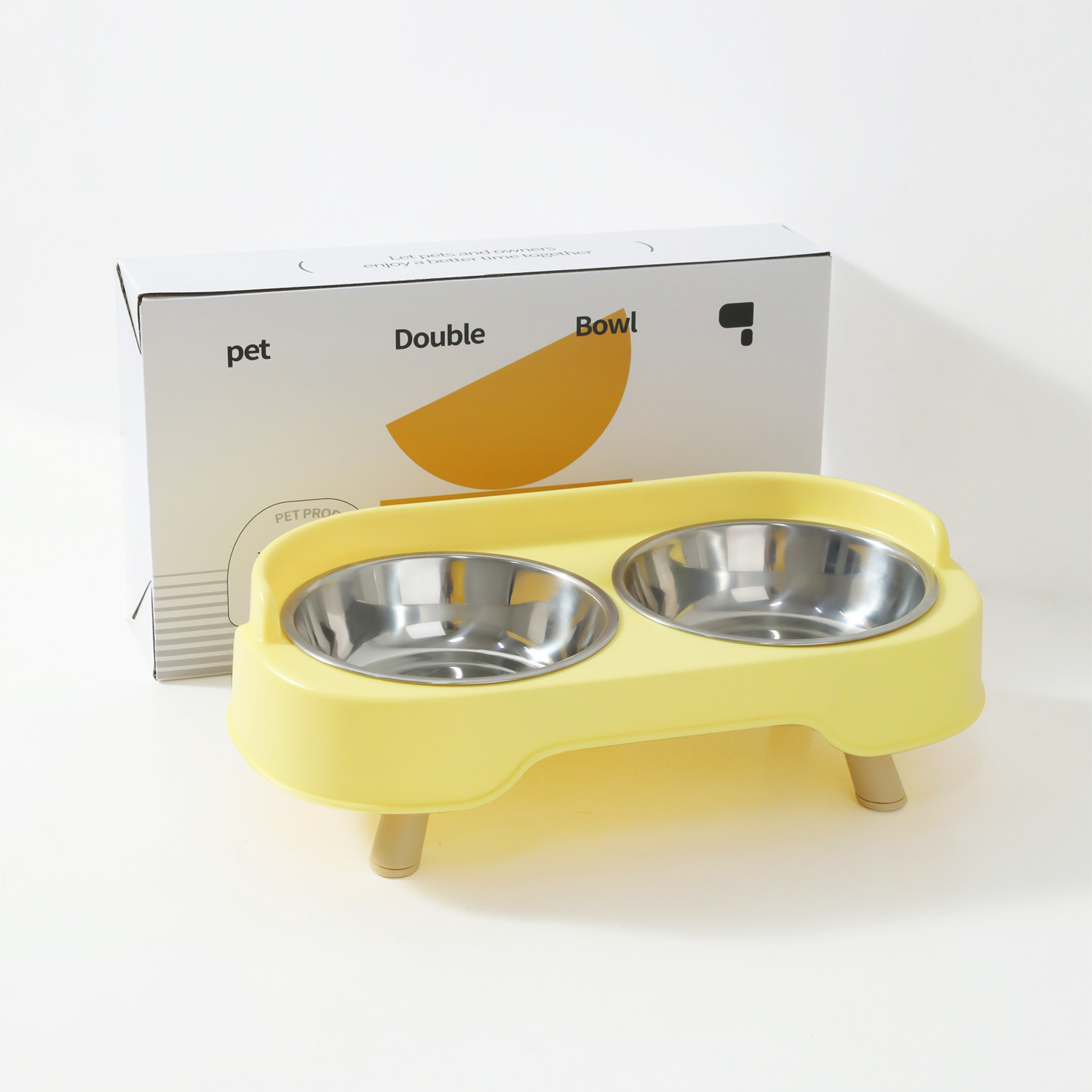 Sofá de acero inoxidable doble tazón - amarillo limón