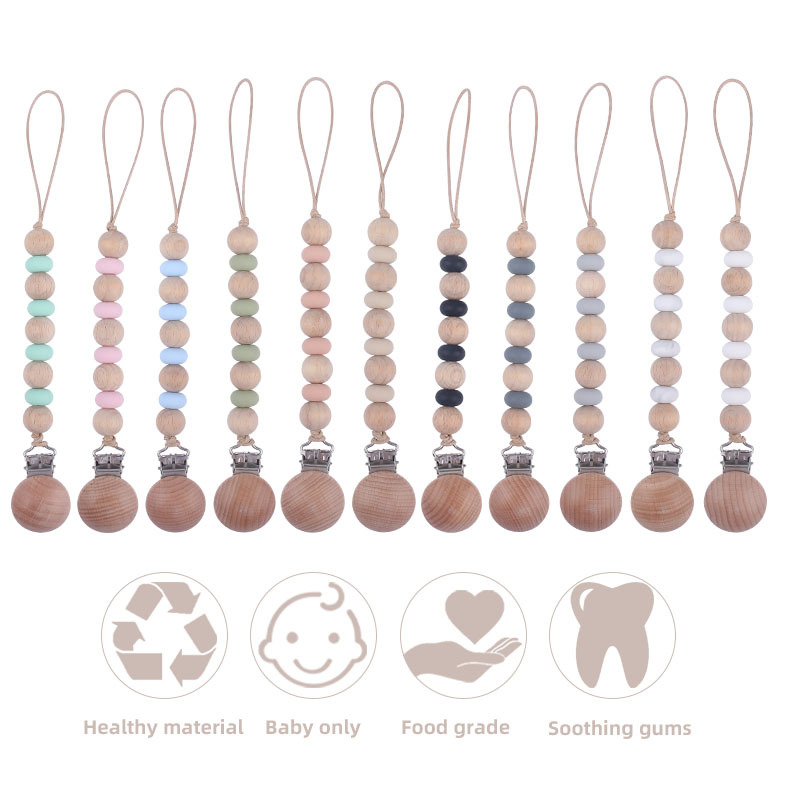 Nuevo bebé suministros mordedor chupete cadena bebé haya chupete clip chupete cadena Amazon Comercio exterior anti-gota cadena