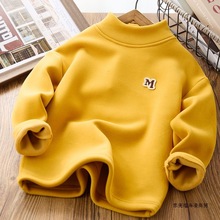 儿童加绒宝宝高领保暖长袖内衣恤加厚秋冬男童打底秋衣女童上衣