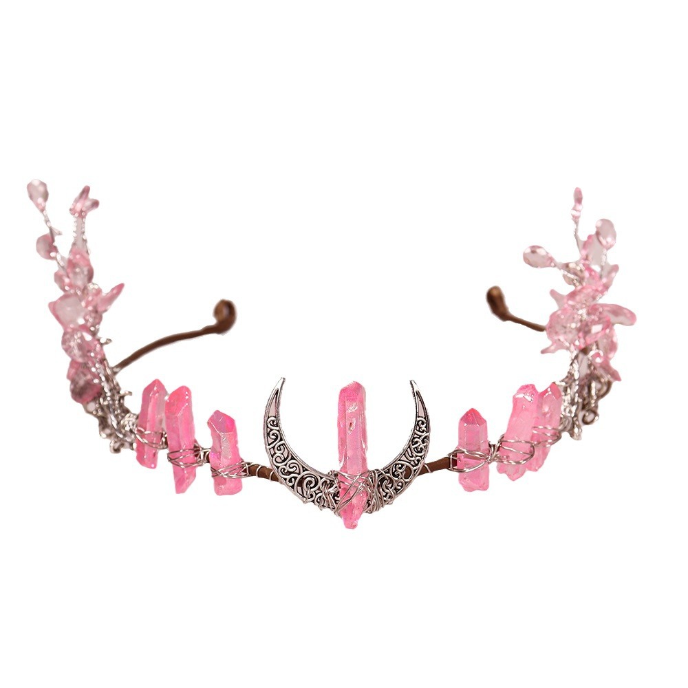 Crystal Moon Star Bride Crown Headdress For Wiccan Wedding_voghion.com