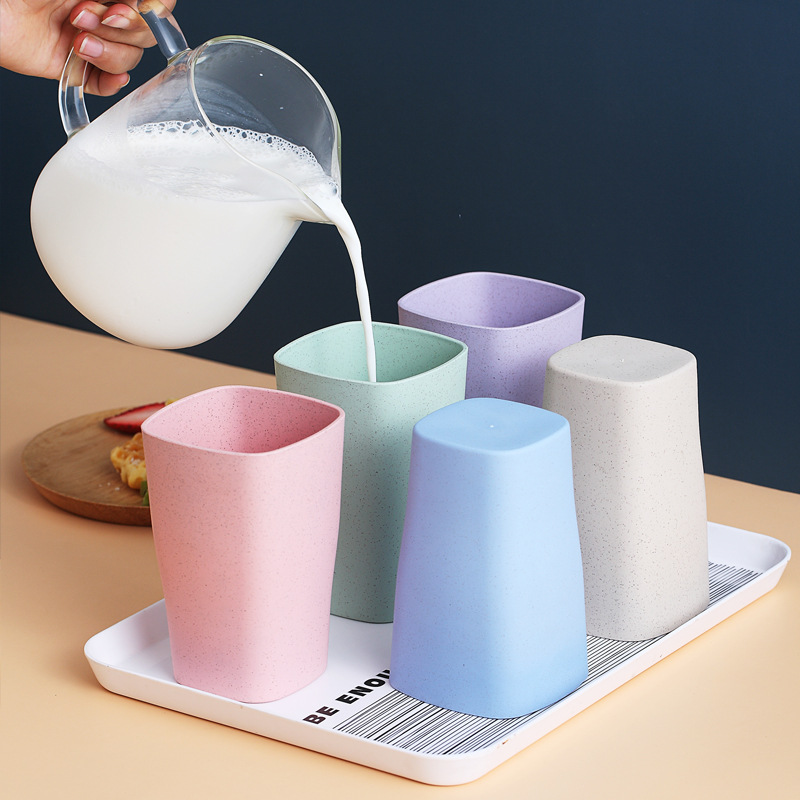 Korean Version Of Wheat Straw Cute Drinking Cups For Boys And Girls,Household Daily Simple Thickened Cups,Plastic Convenience Cups